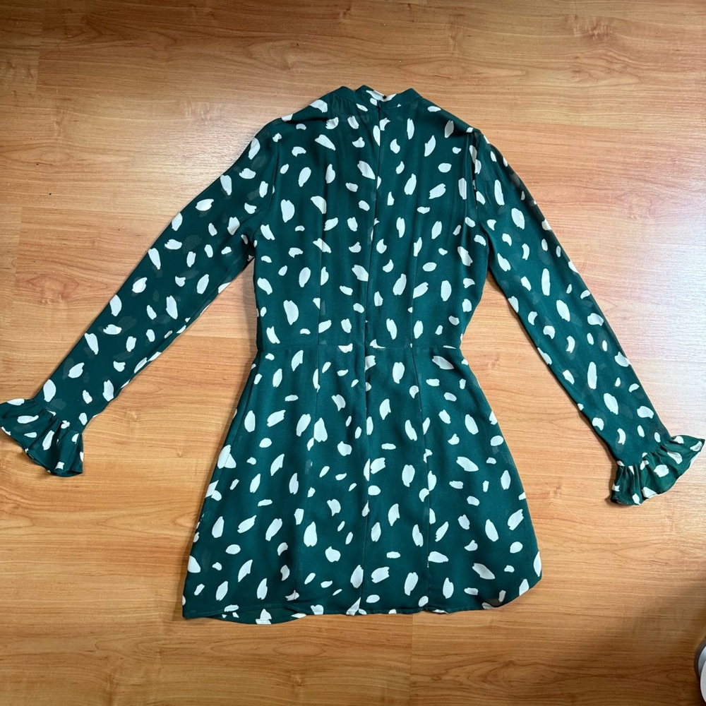 Reformation Fox Dress in Fen Size 4 Geometric Christmas Dress Holidays - Picture 7 of 11